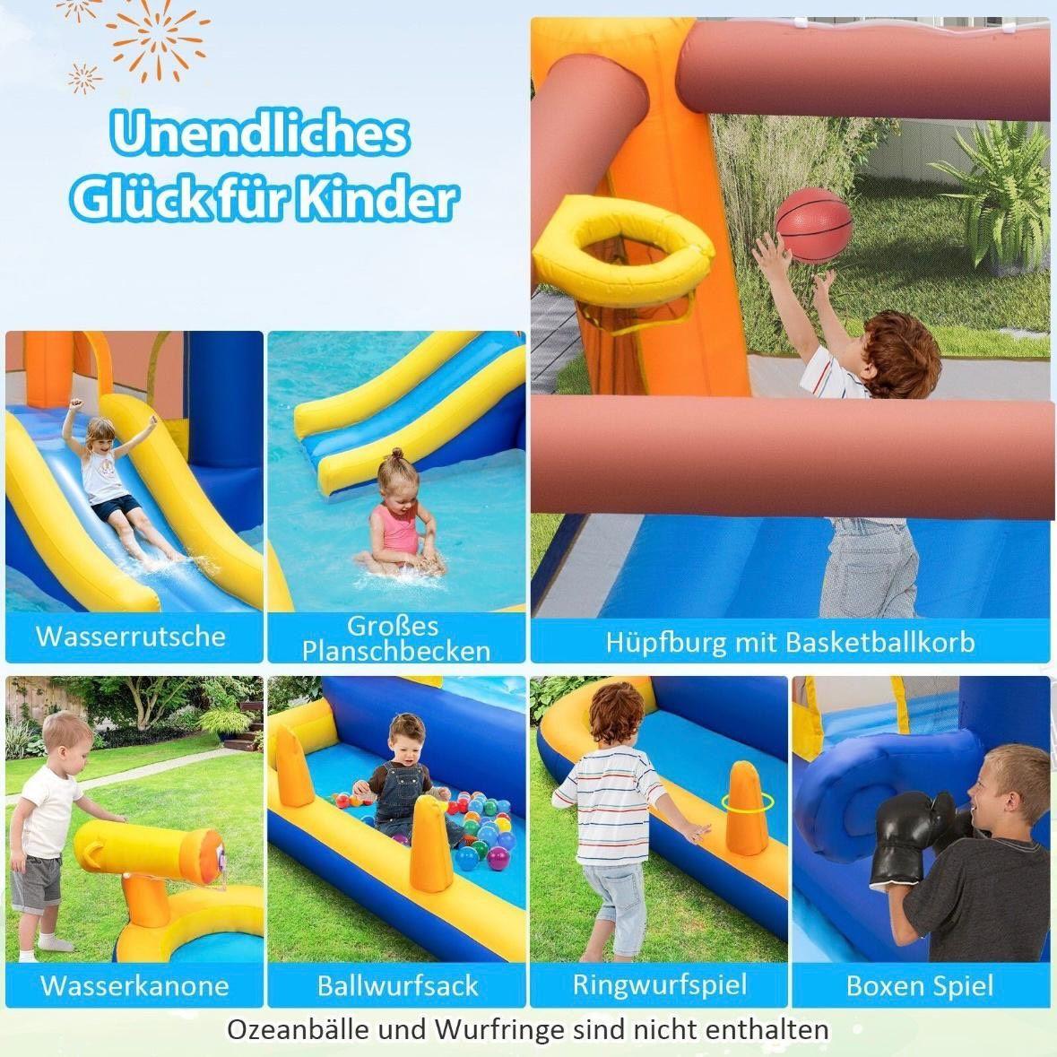 Aufblasbare Hüpfburg mit Wasserrutsche & Pool – Kinder Spielburg Garten