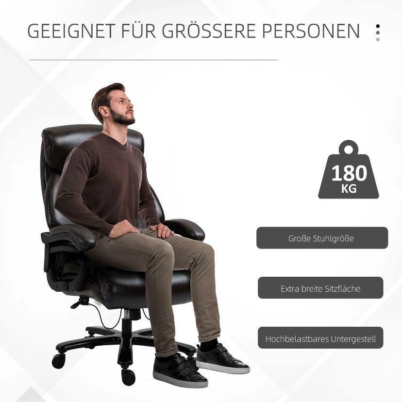 Ergonomischer Bürostuhl Braun mit Wippfunktion & PU-Leder