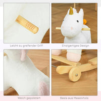 Schaukelpferd Einhorn 2in1 Plüsch mit Rollen & Sound