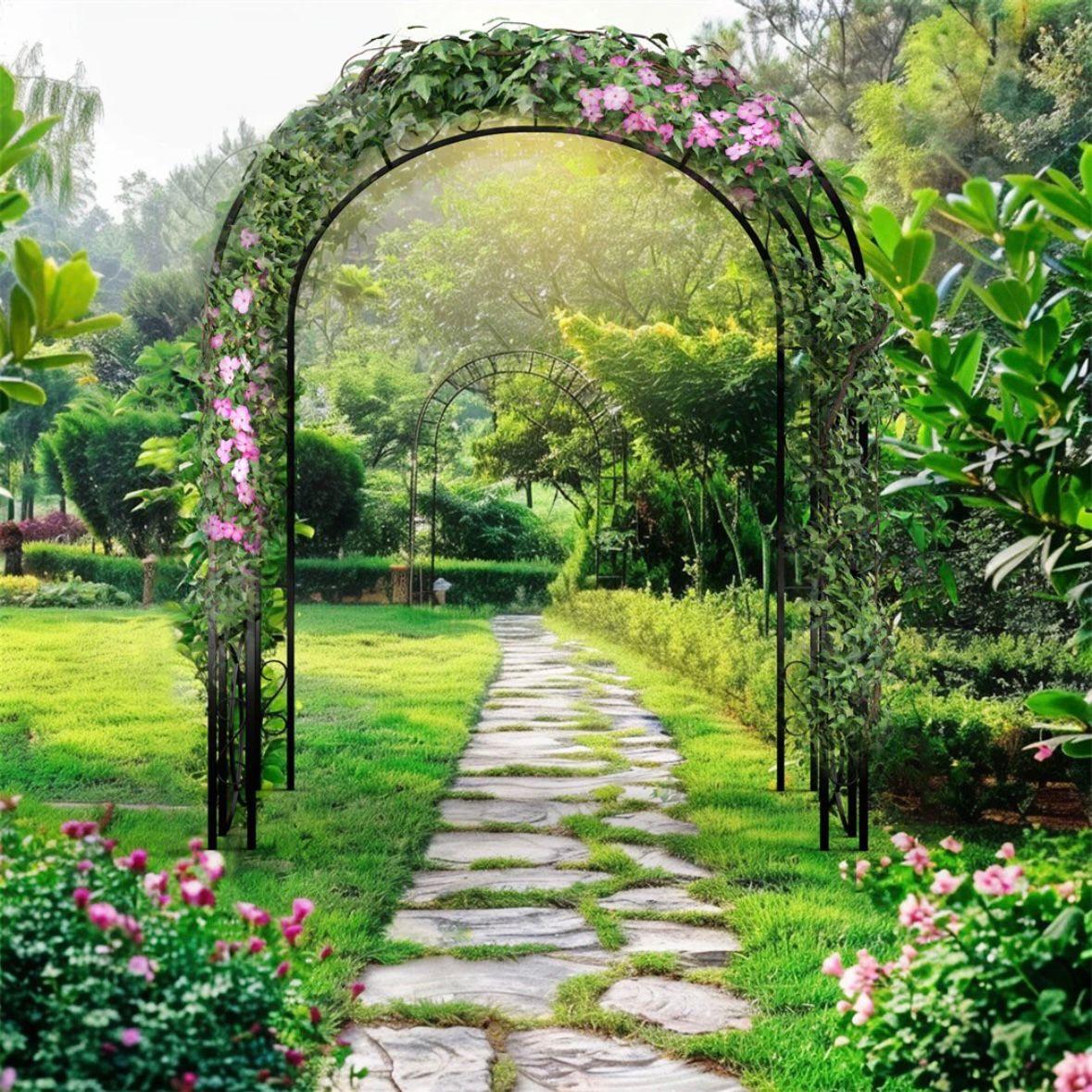 Rosenbogen Metall Gartenbogen Rankhilfe Schwarz Eisen