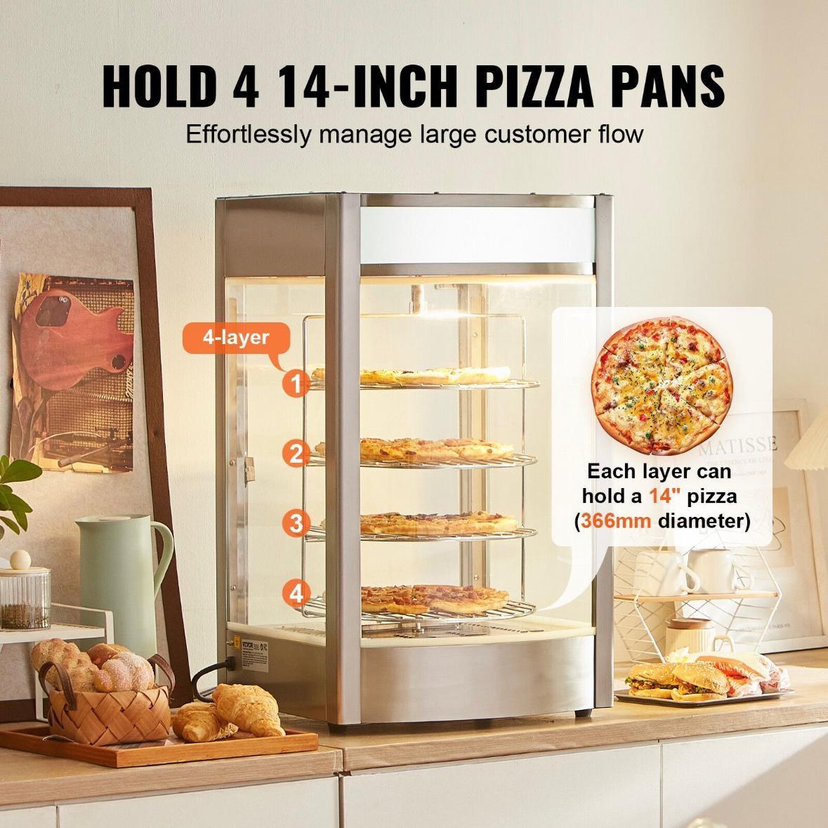 Speisenwärmer mit Rotation Pizza Wärmer 4 Etagen