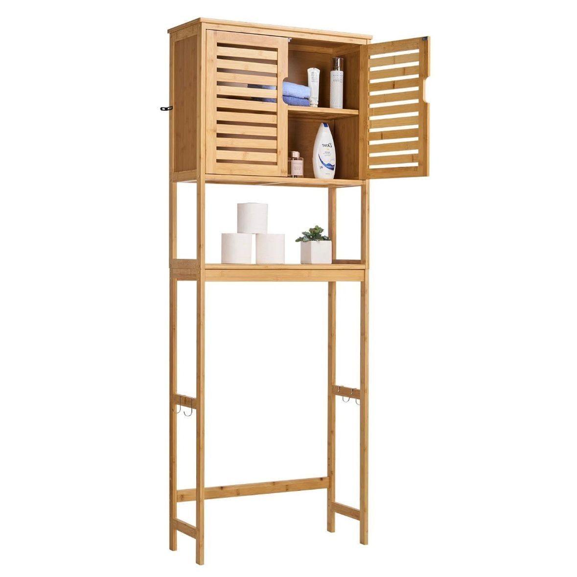 Toilettenschrank Bambus Badregal WC Regal Übertoilette