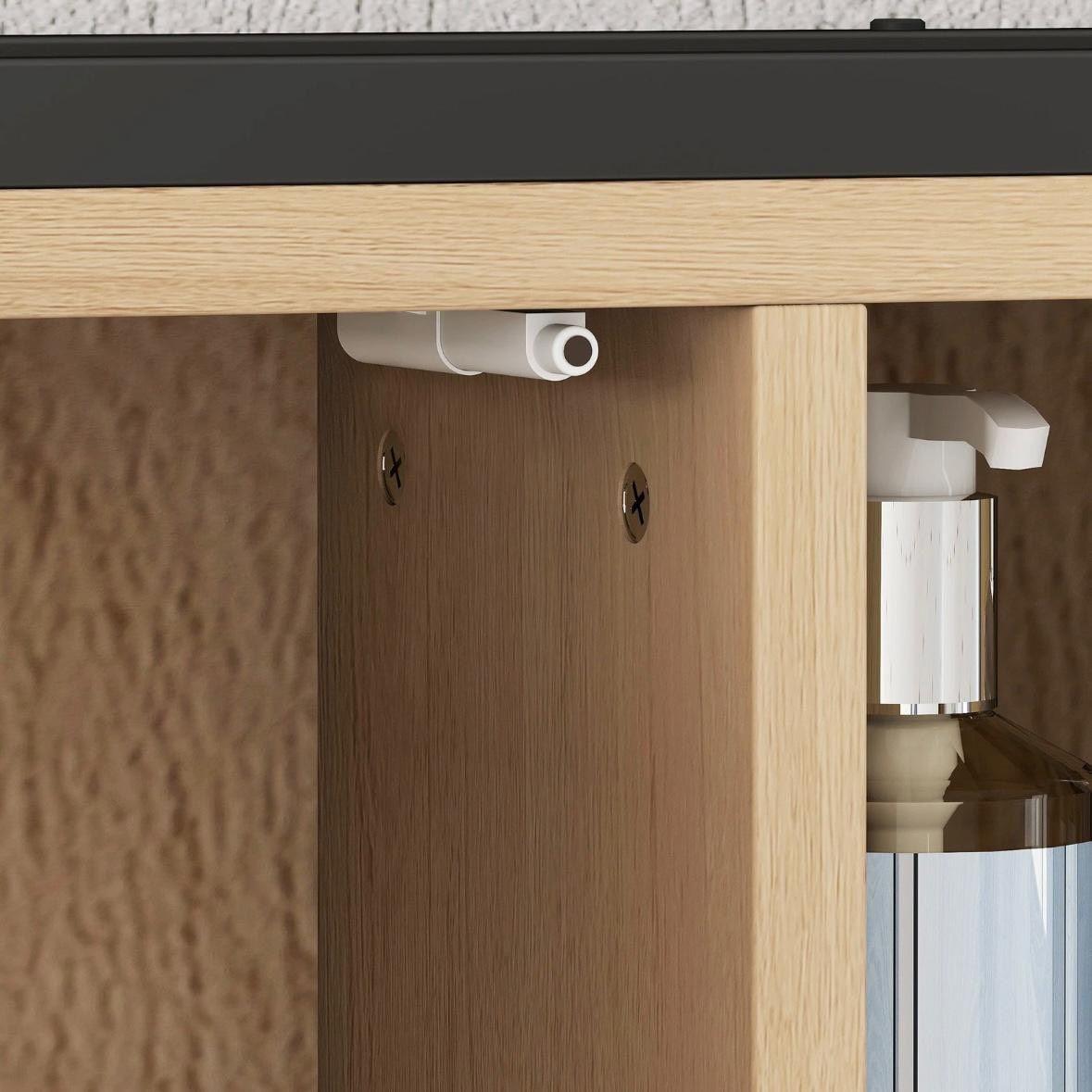 Badezimmer Spiegelschrank Industrial Schwarz Wandschrank mit Spiegel & Stauraum