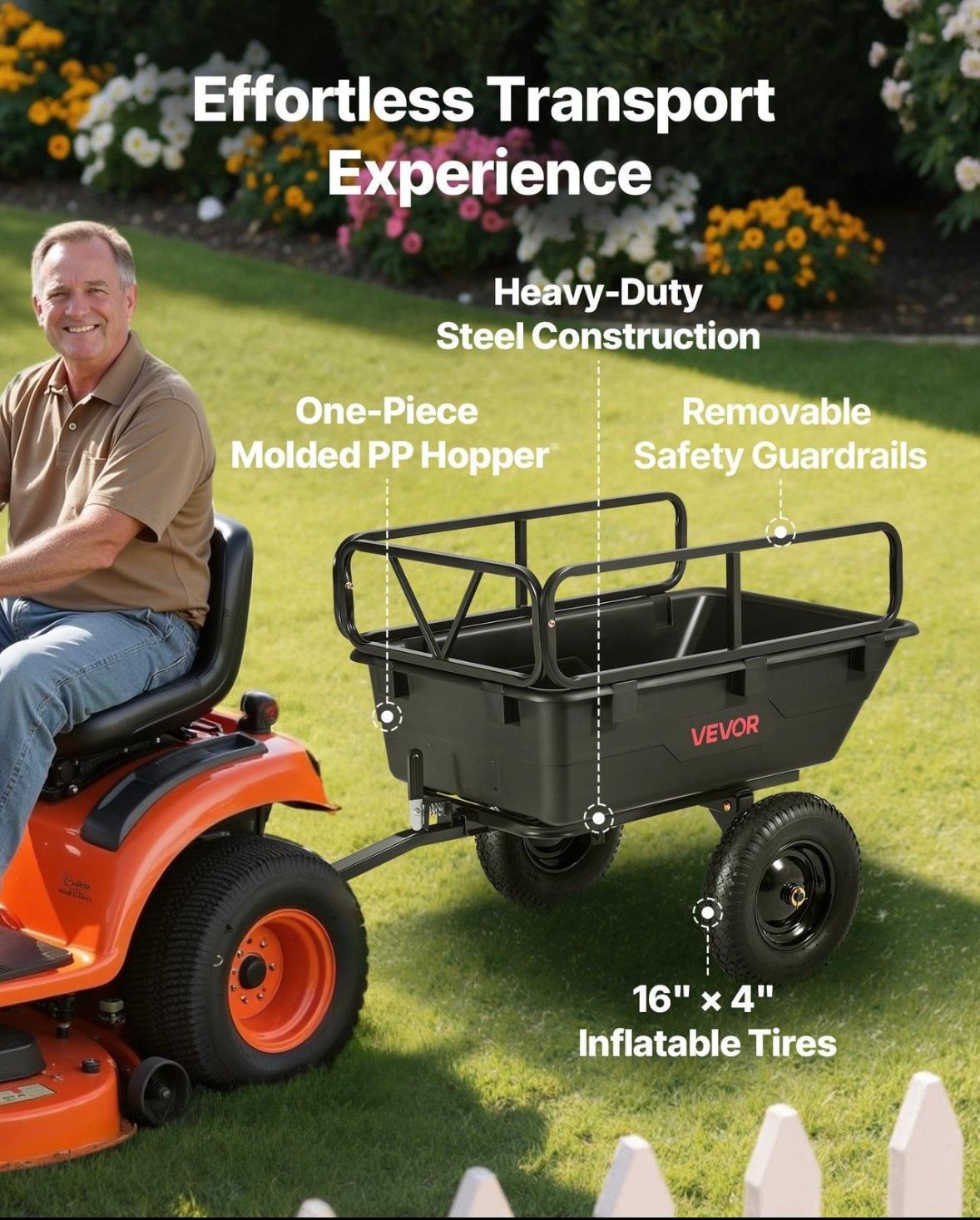 Kippanhänger ATV Rasentraktor 283L 226kg Hofanhänger mit Kippfunktion