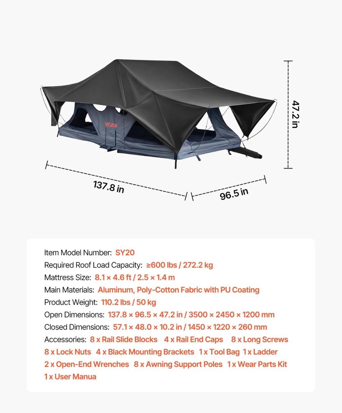 Dachzelt Auto 2–3 Personen Camping
