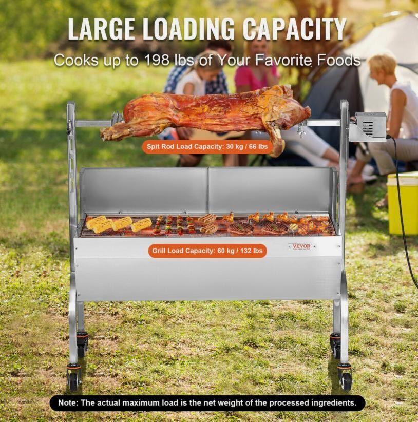 Spießbratengrill Edelstahl mit Motor bis 90kg Tragkraft
