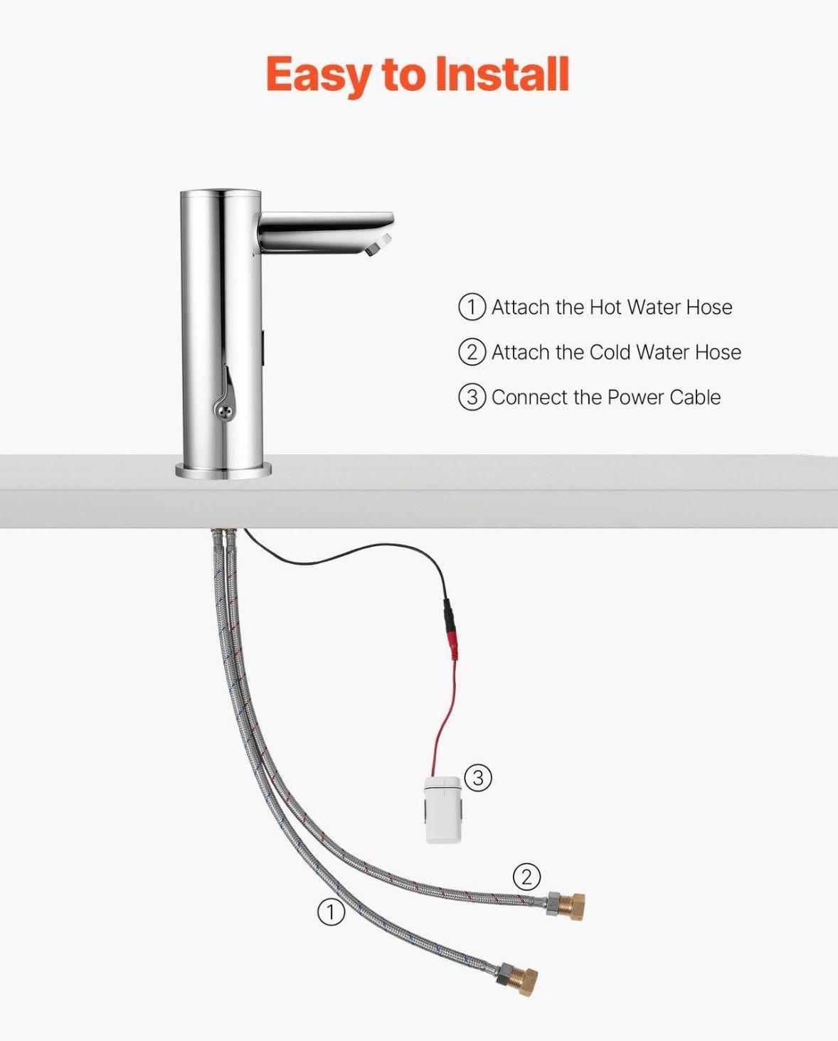 Berührungslose Waschtischarmatur mit Infrarotsensor – Automatische Wasserhahn Armatur Messing