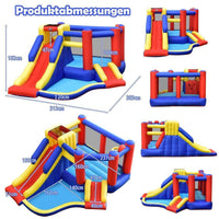 Aufblasbare Hüpfburg mit Rutsche & Kletterwand – Kinder Spielburg Garten 383 cm