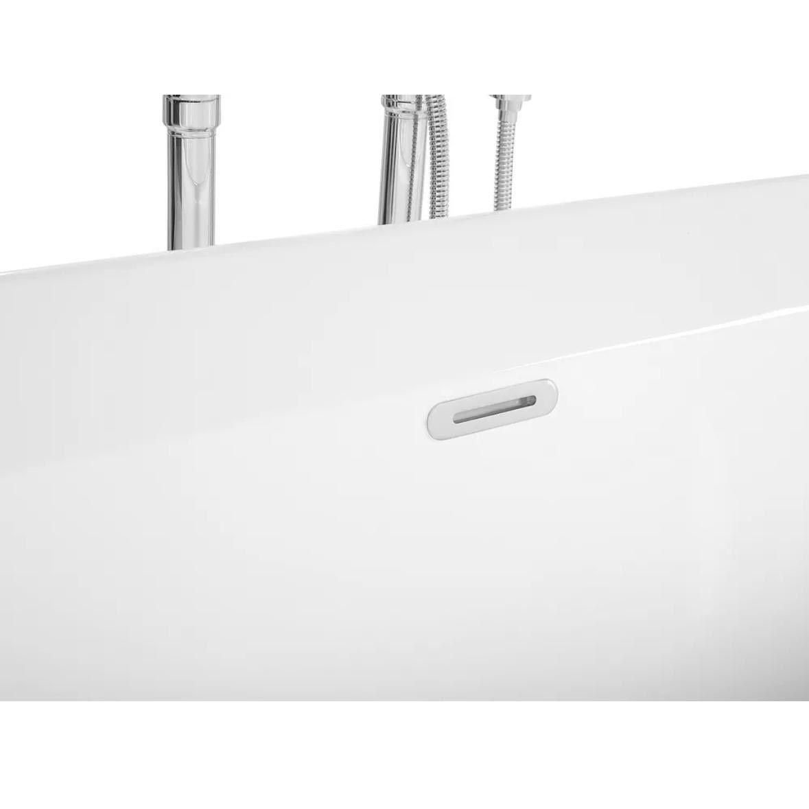 Freistehende Badewanne 170cm Weiß Acryl Oval mit Überlauf 220L