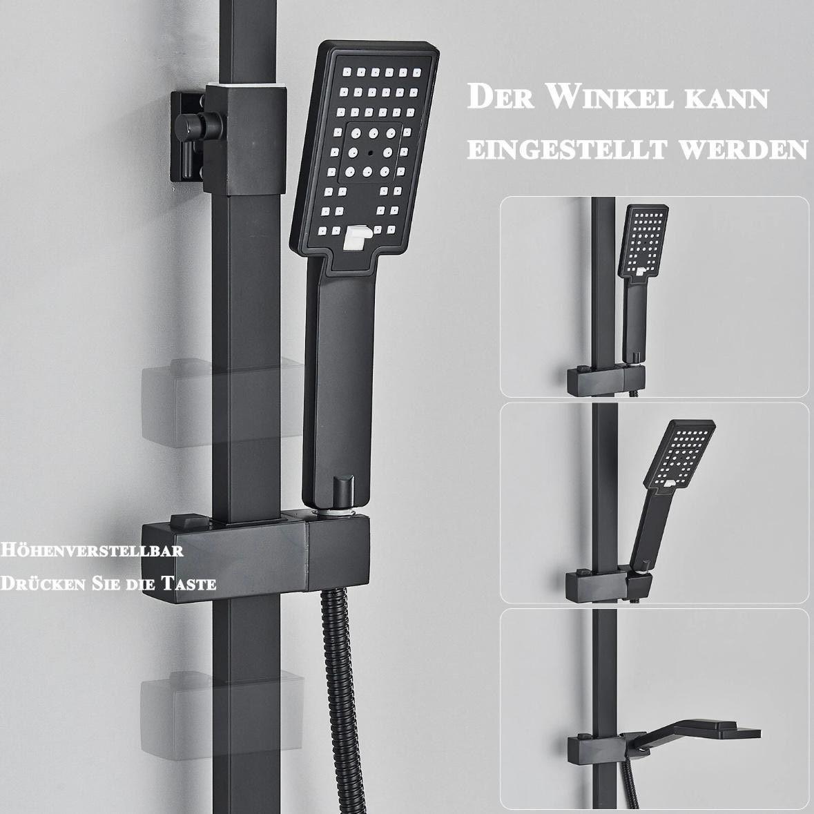 Schwarze Duscharmatur mit Gleitschiene Wandmontage Einhebelmischer