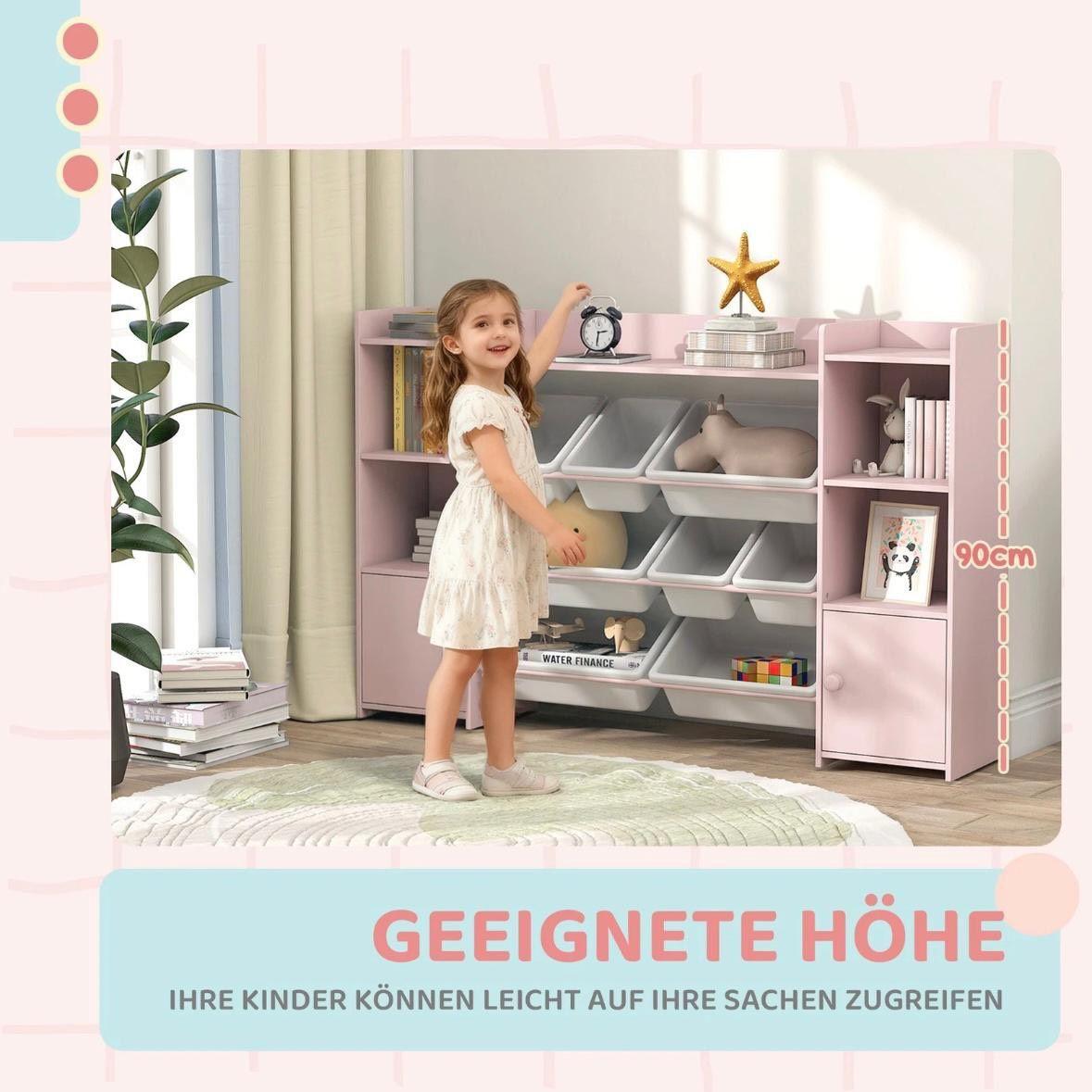 Kinderregal mit Boxen Rosa Spielzeugregal