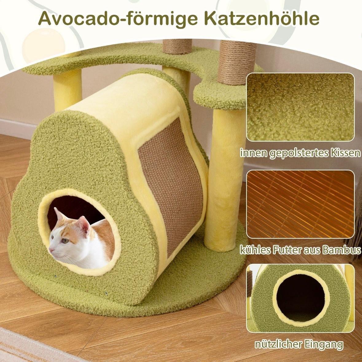 Mehrstöckiger Kratzbaum mit Katzenhaus & Avocado-Plattform