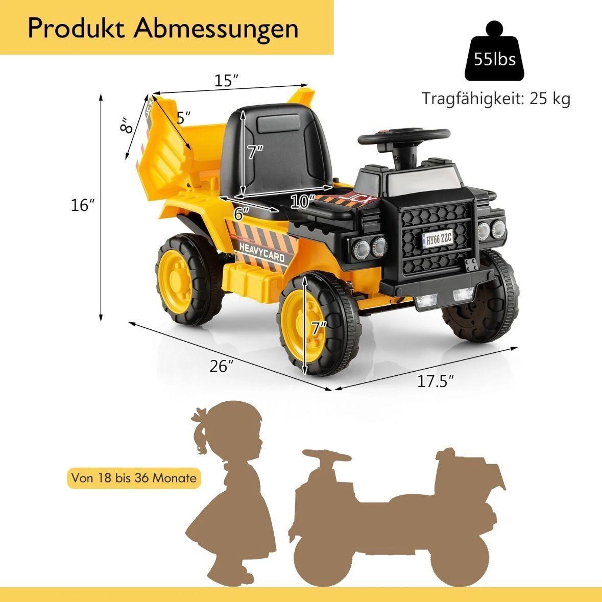 Kinder Elektro-Muldenkipper 6V Kippmulde & Helm