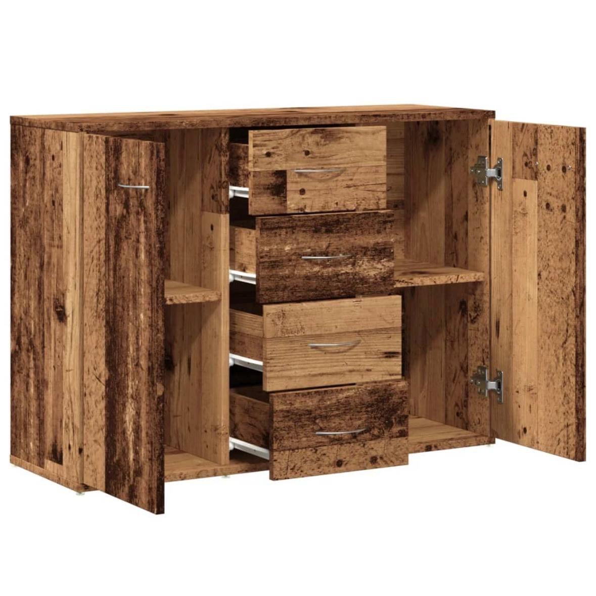 Sideboard mit 4 Schubladen & 2 Türen im Altholz-Look 88 cm