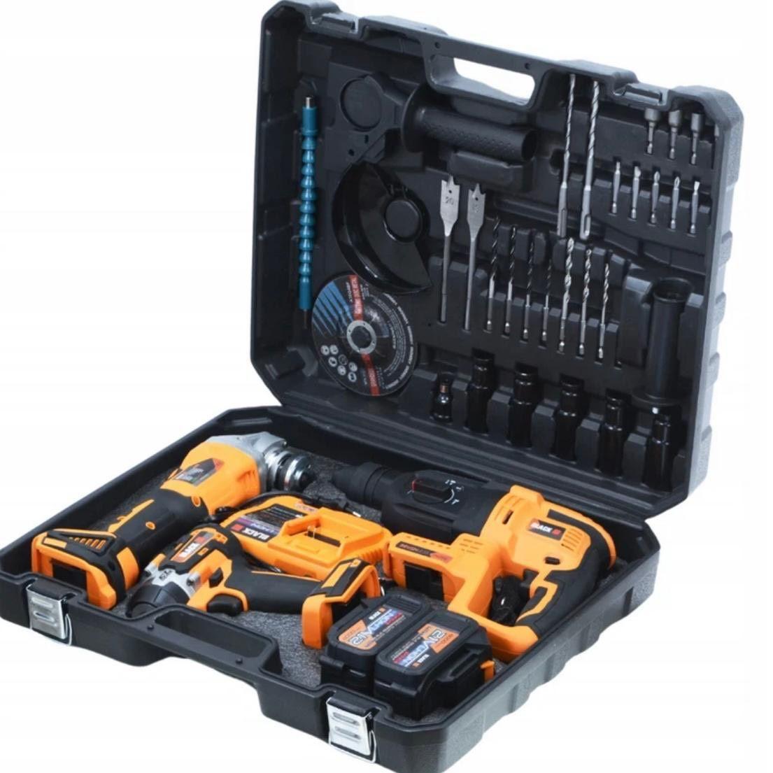Leistungsstarkes 3in1 Akku-Werkzeugset Schlagbohrhammer Winkelschleifer Schlagschrauber