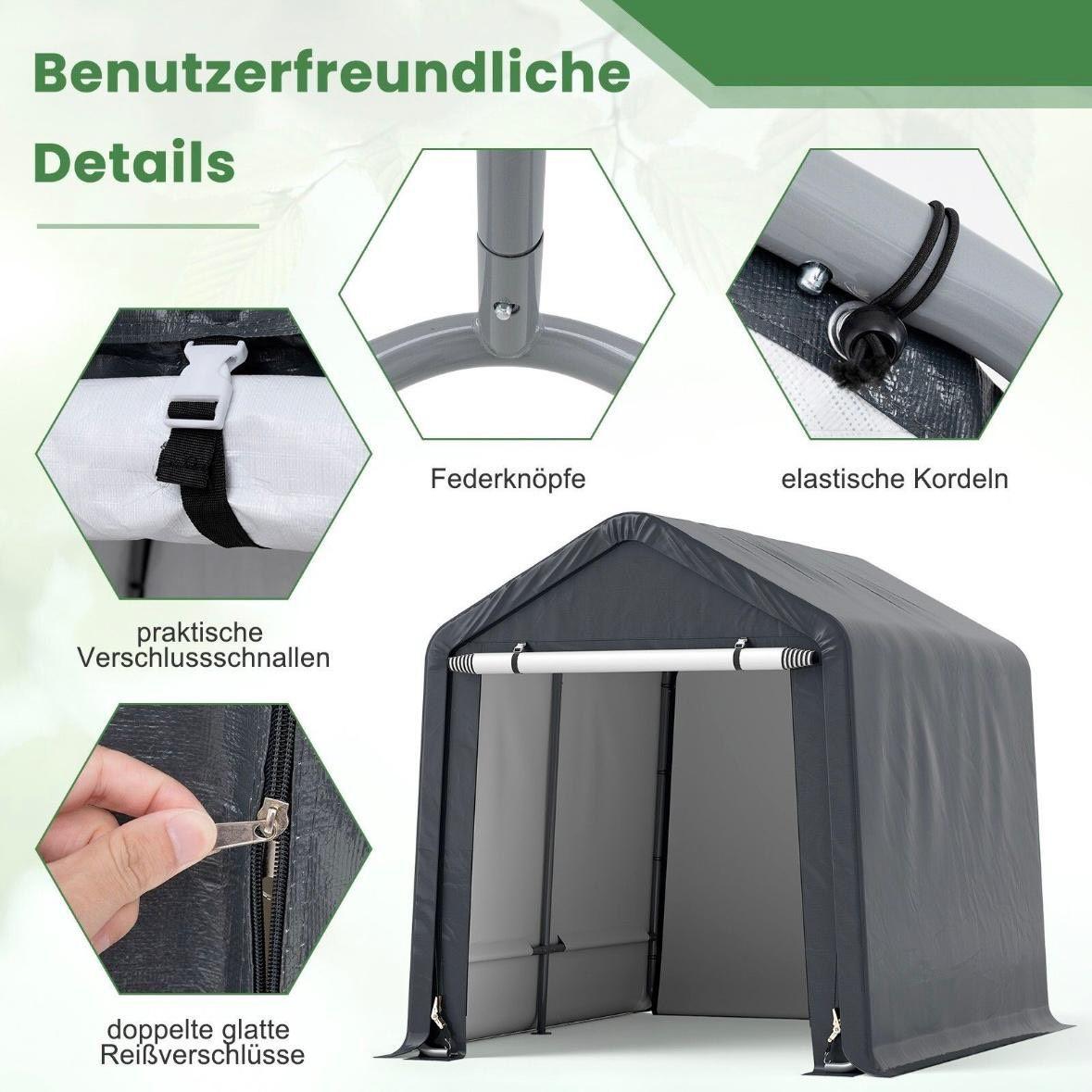 Zeltgarage Grau 240×195×214cm Wetterfester Unterstand