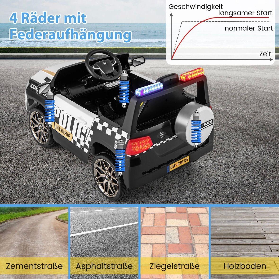 Kinder Elektro Polizeiauto 12V mit Fernbedienung & Sirene