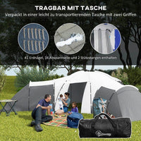 Tunnelzelt für 6–9 Personen mit 3 Schlafkabinen