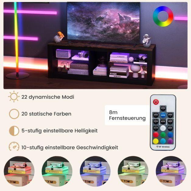 TV Schrank Kommode Glasregale LED