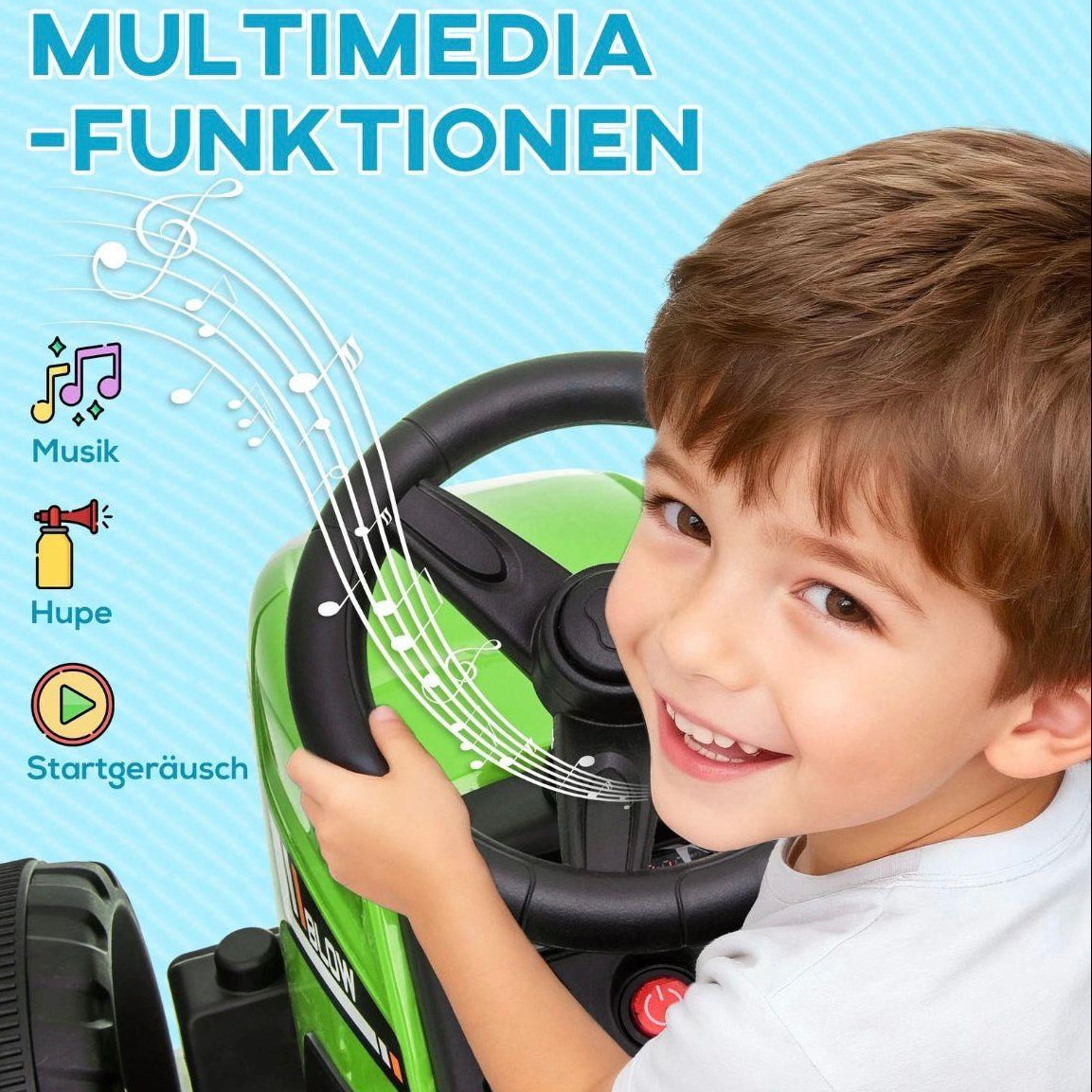 Kinder Elektro Traktor mit Anhänger 12V