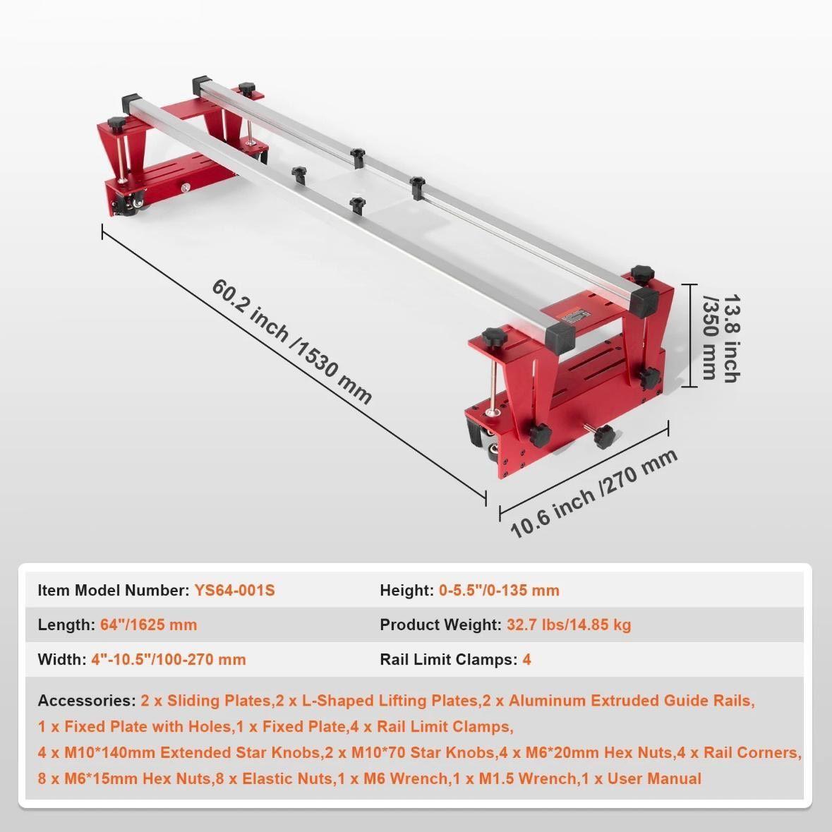Frässchlitten Holz 1625mm Oberfräse