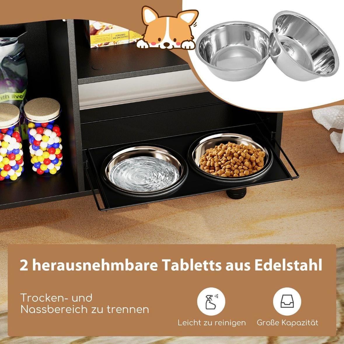 Hundefutterstation mit Futterschrank höhenverstellbar