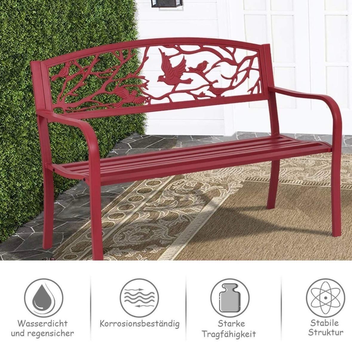 Gartenbank Metall Parkbank Rot Sitzbank Terrasse Balkon