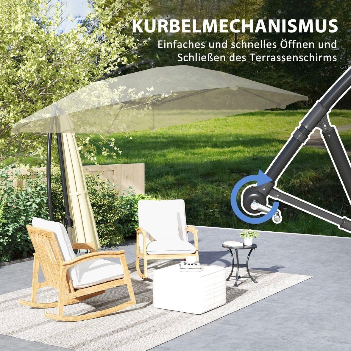 Ampelschirm Sonnenschirm 3m Kurbel 360° Beige