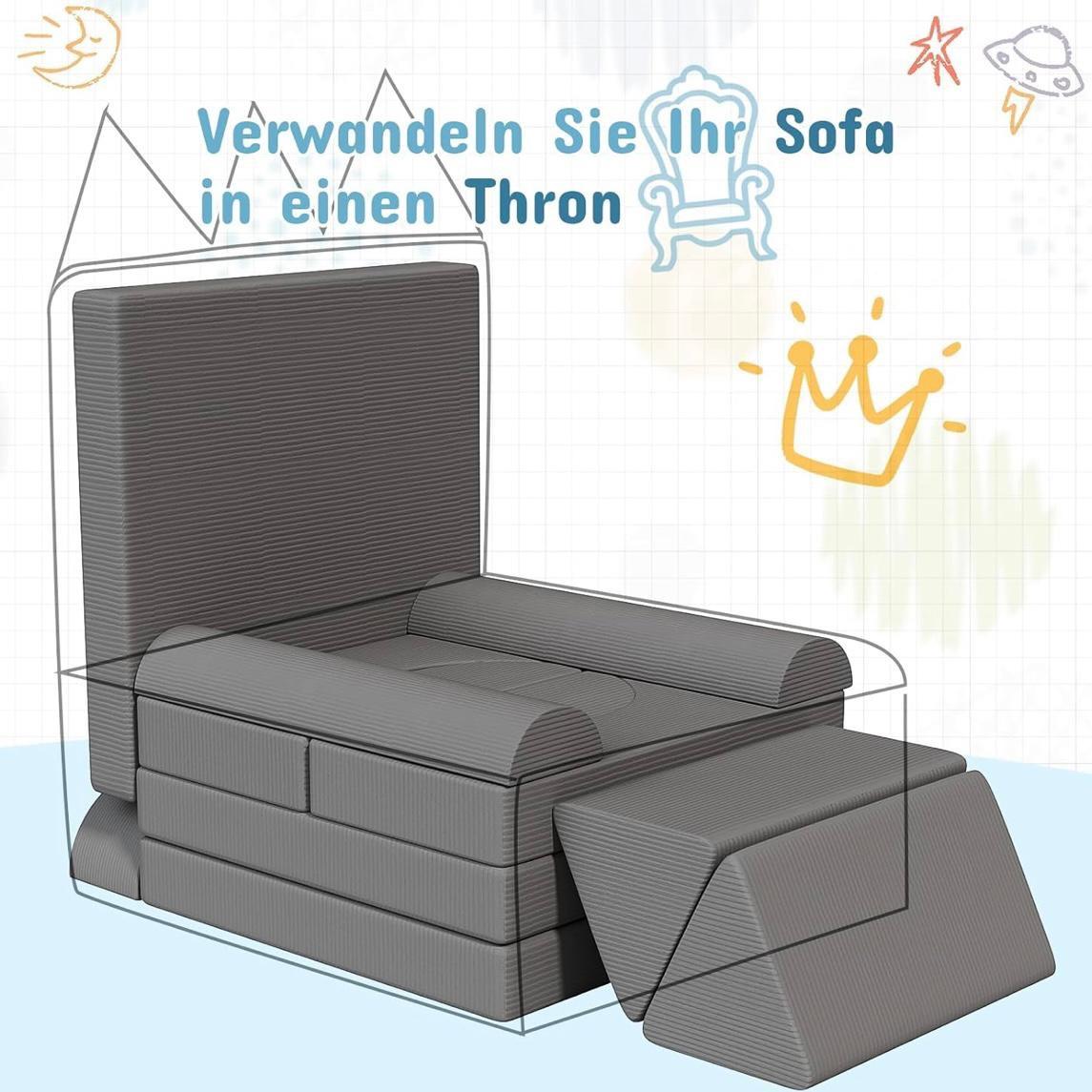 15tlg Modulares Kinderspielsofa Kreative Spielcouch Cord