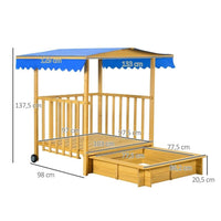 Kinder Sandkasten mit Spielhaus & Sonnendach aus Holz Garten Outdoor