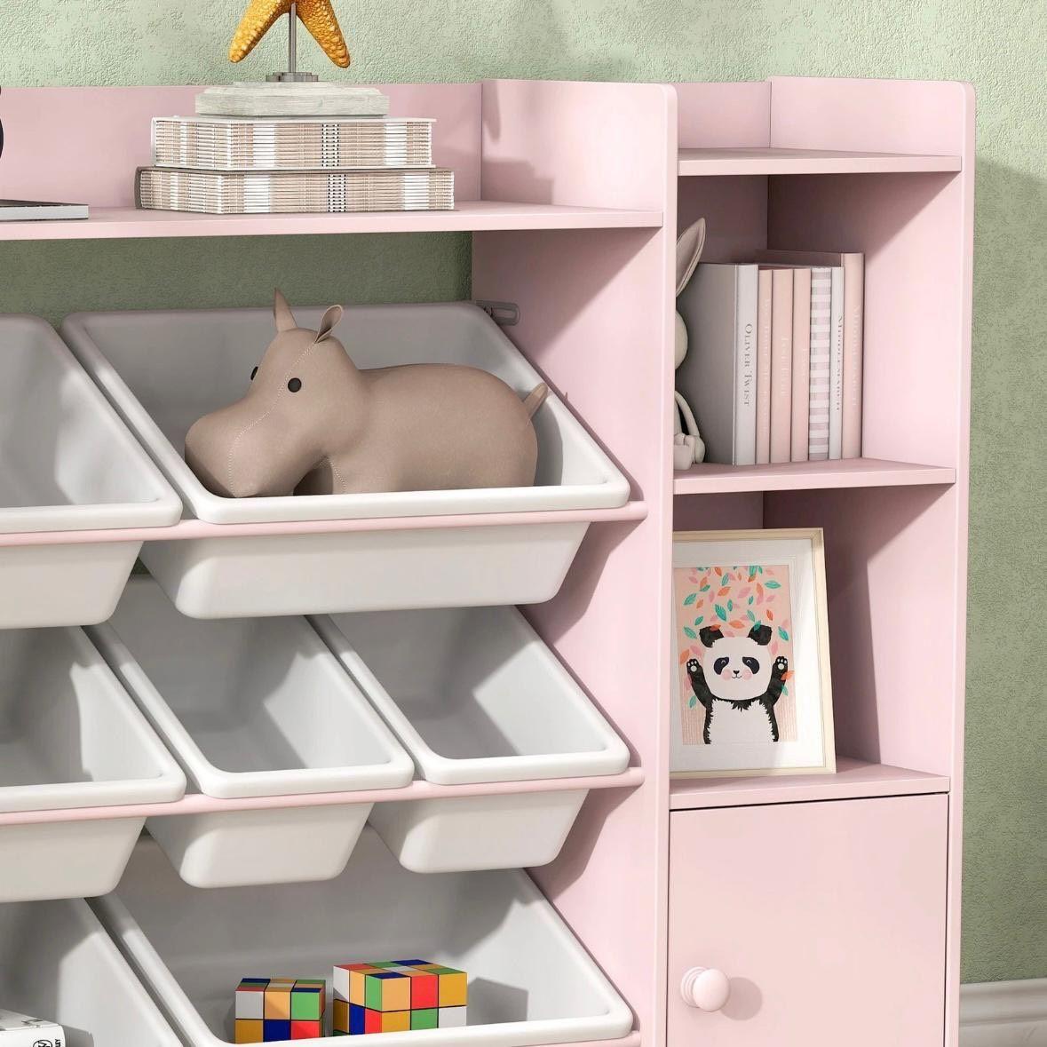 Kinderregal mit Boxen Rosa Spielzeugregal