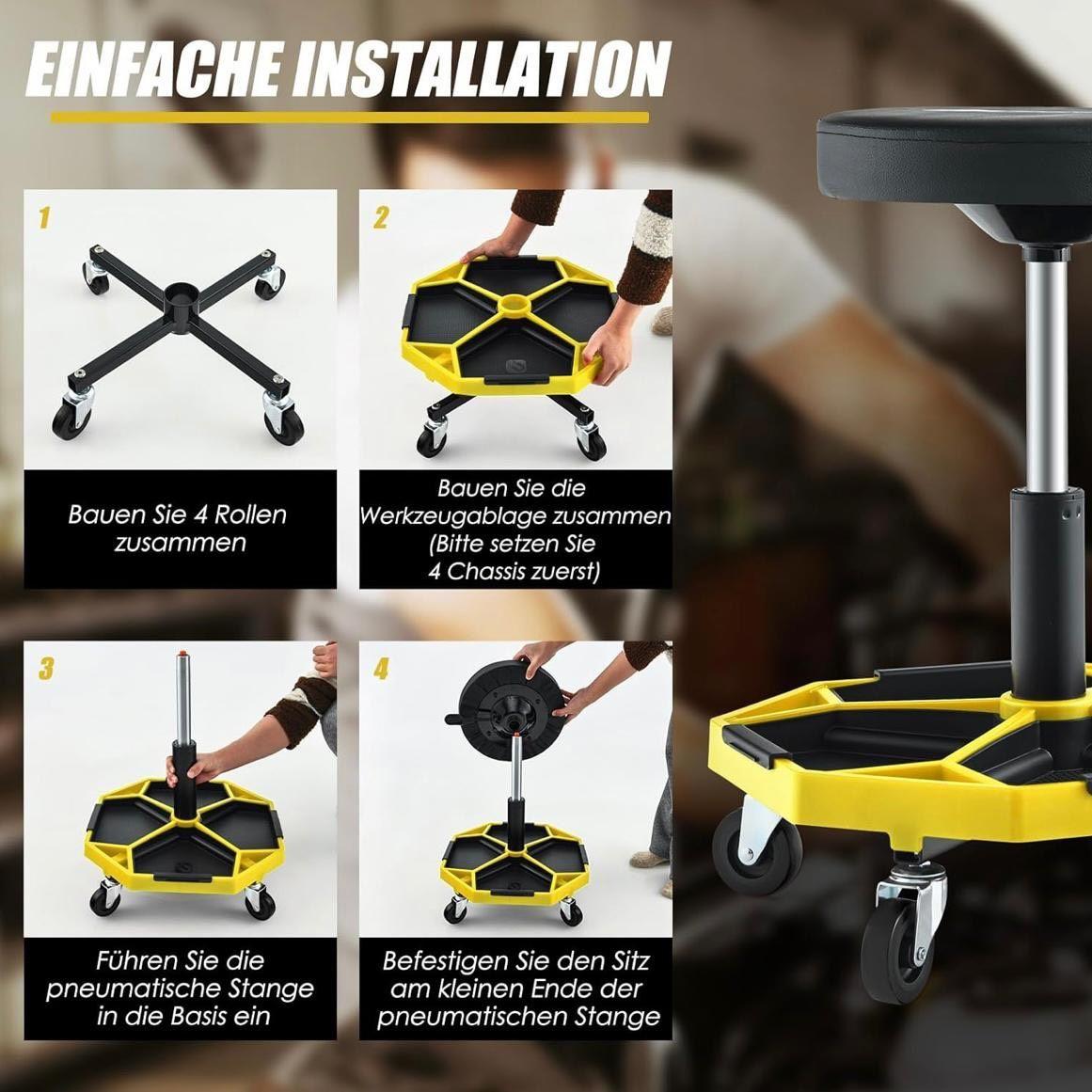 Werkstatthocker höhenverstellbar Rollhocker