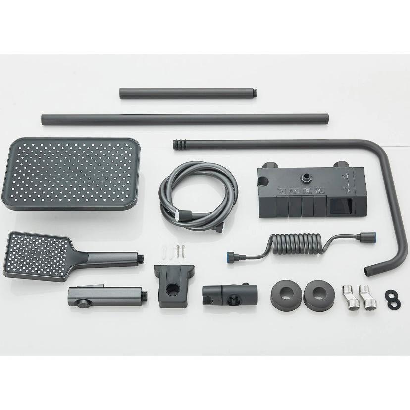 Duschsystem Grau mit Thermostat Regendusche + Handbrause Komplettset