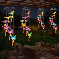Solar Windspiel Schmetterlinge LED Garten Windspiel mit Glöckchen