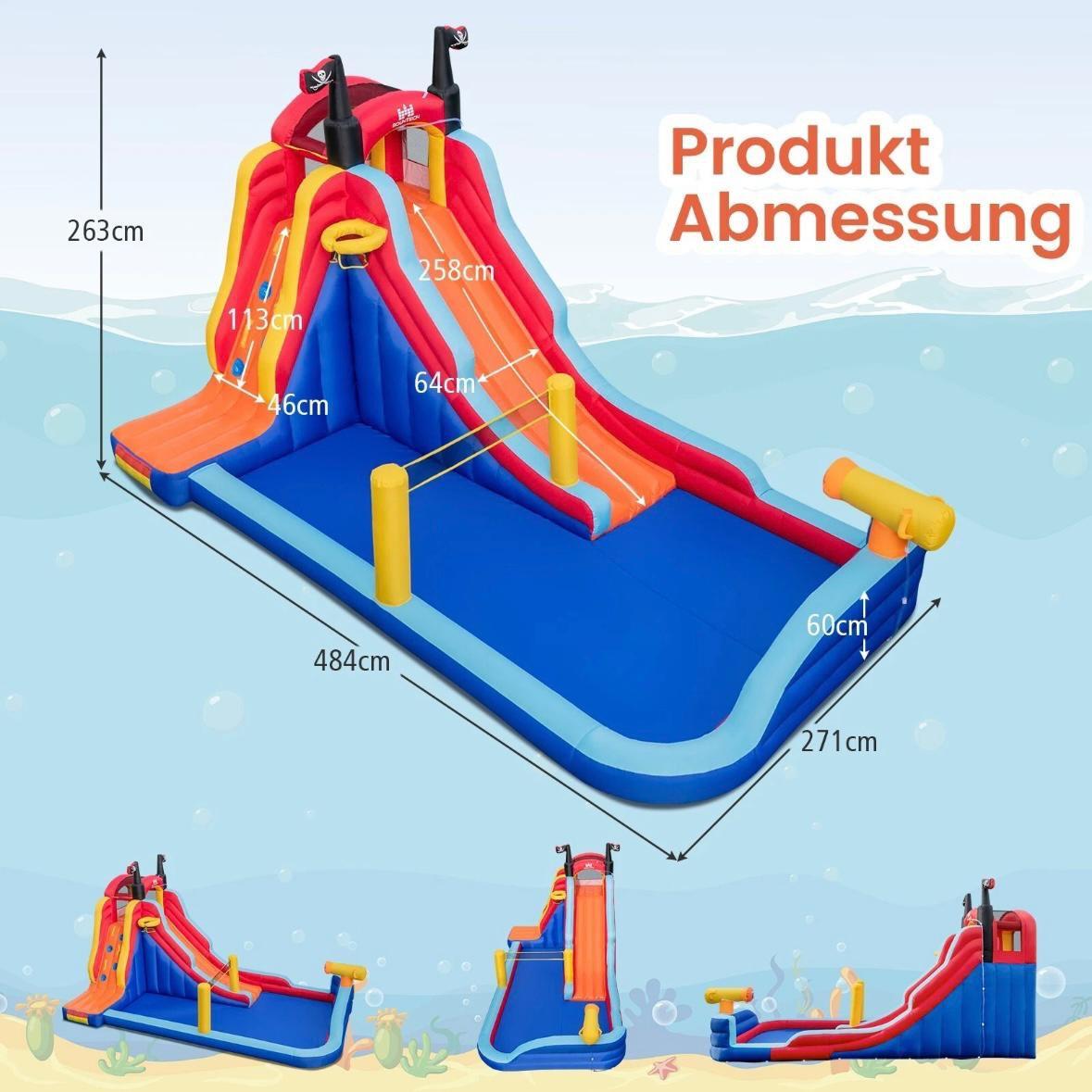 Aufblasbare Hüpfburg Piratenschiff 5-in-1 mit Rutsche & Wasserpark