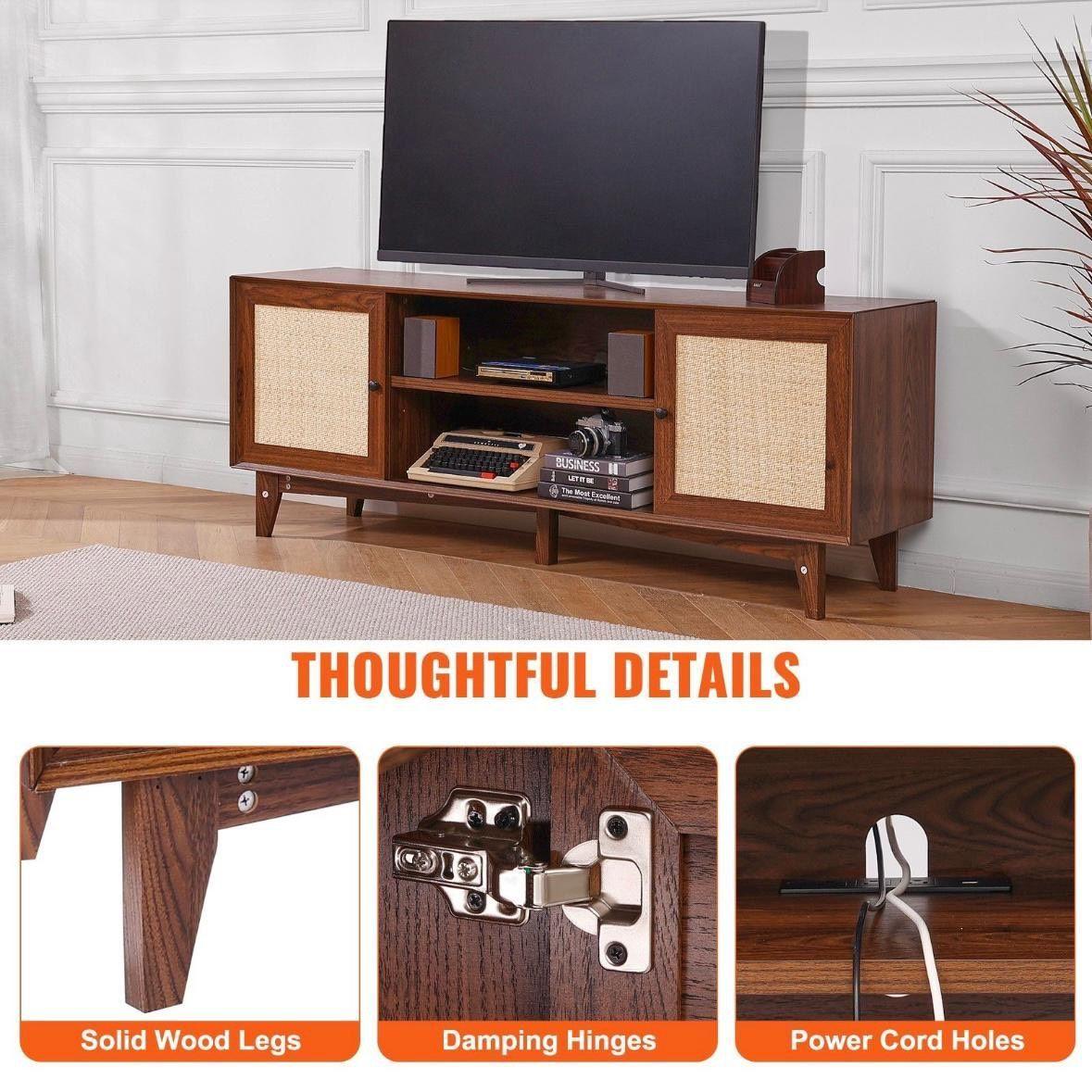 TV Lowboard Rattan 165cm Boho Vintage