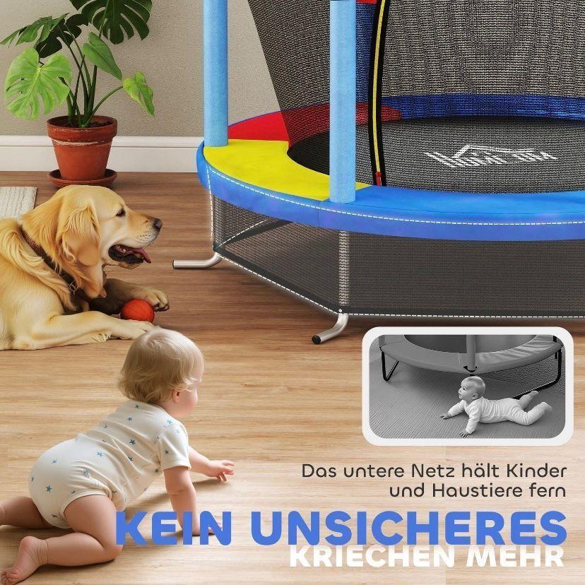 Kindertrampolin Ø140cm mit Sicherheitsnetz Indoor & Outdoor