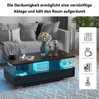 LED Couchtisch Schwarz Wohnzimmertisch mit Schubladen