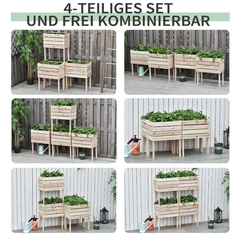 Hochbeet Set Holz stapelbar Pflanzkasten Balkon Garten