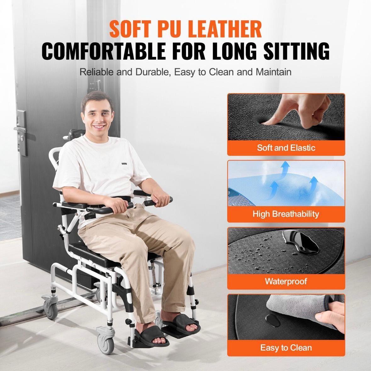 Toiletten- & Duschrollstuhl klappbar bis 136kg