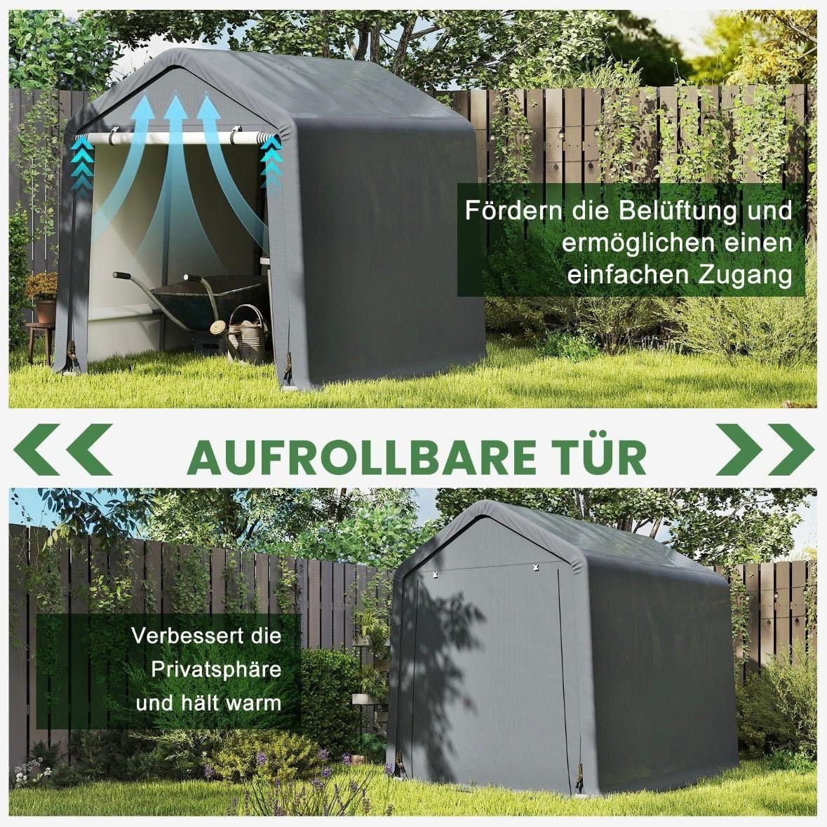 Zeltgarage Grau 240×195×214cm Wetterfester Unterstand