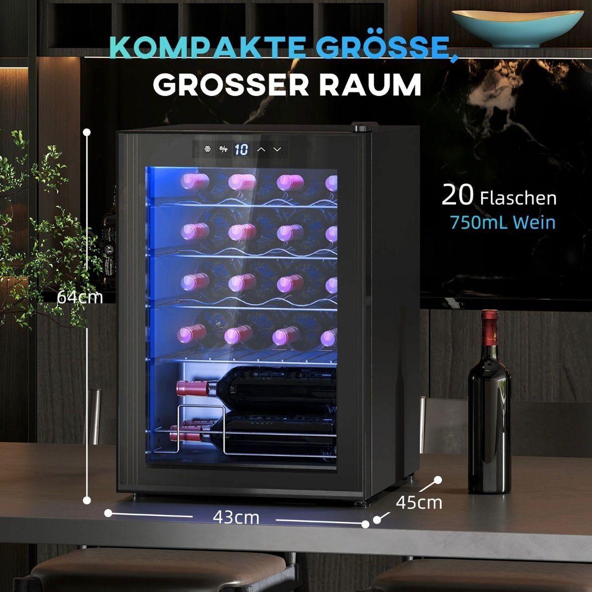 Weinkühlschrank 20 Flaschen 53L 5–18°C LED
