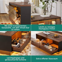 LED Couchtisch mit Glasablage & Schubladen – modern & stilvoll