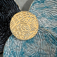 Metall Wandbild Kreise Blau Gold Schwarz 3D Kunst