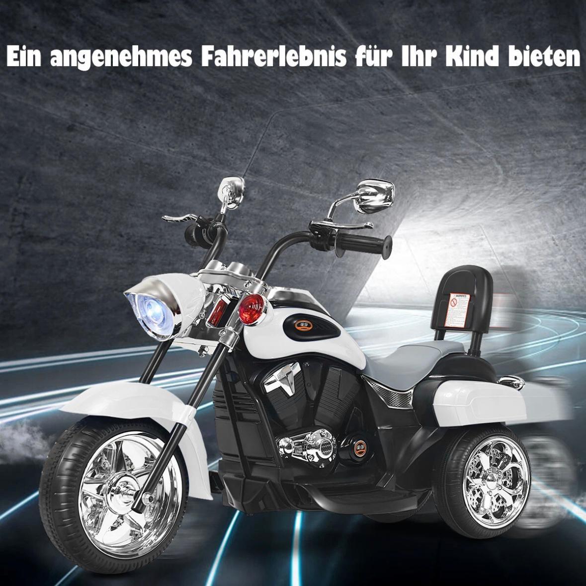 Elektrisches Kinder-Motorrad Dreirad Weiß