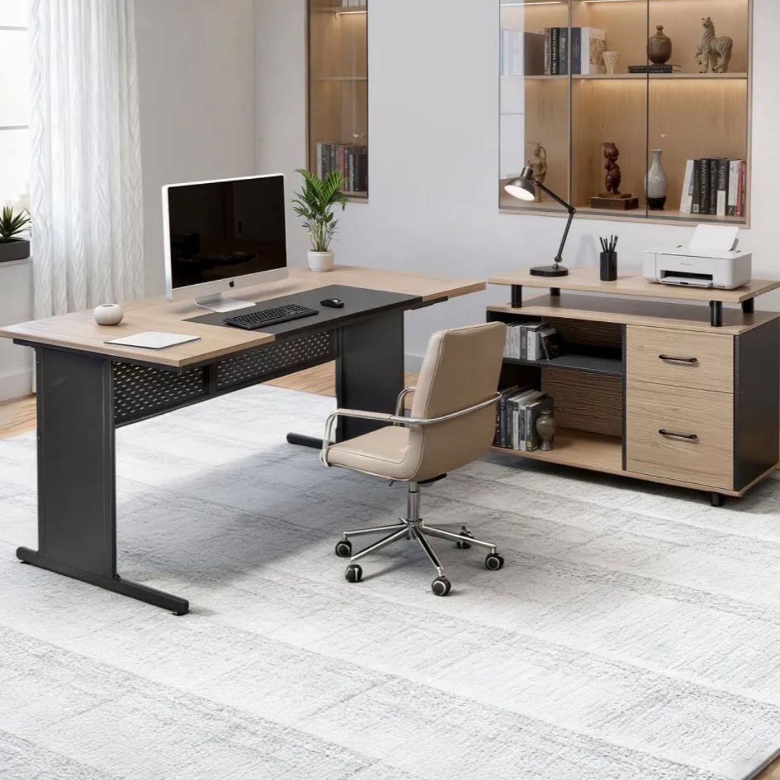L Schreibtisch Eckschreibtisch Büro Homeoffice Regal Schubladen