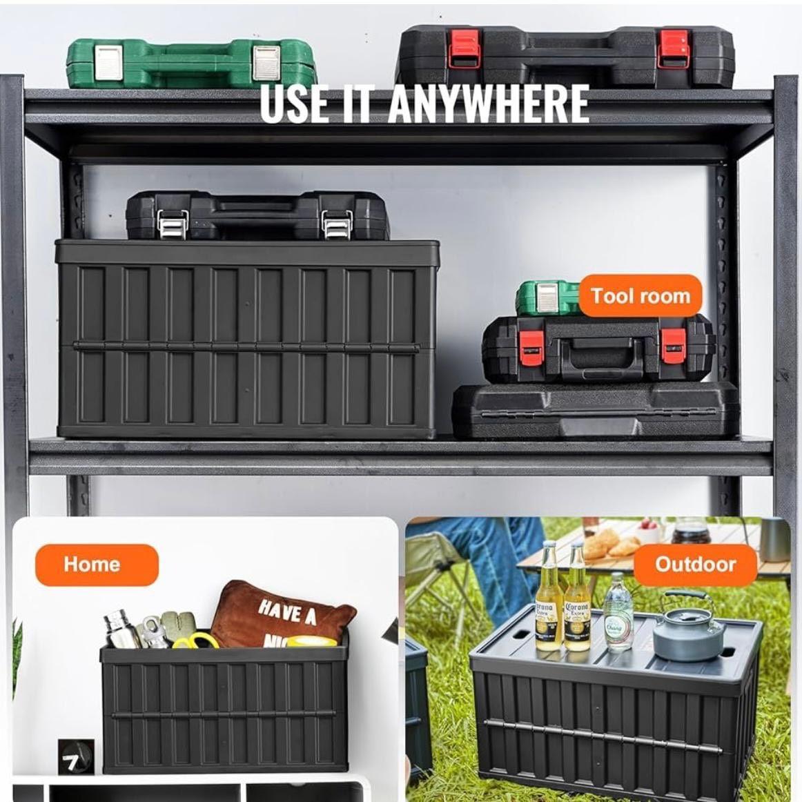 3x Faltbare Aufbewahrungsbox 65L robust & platzsparend