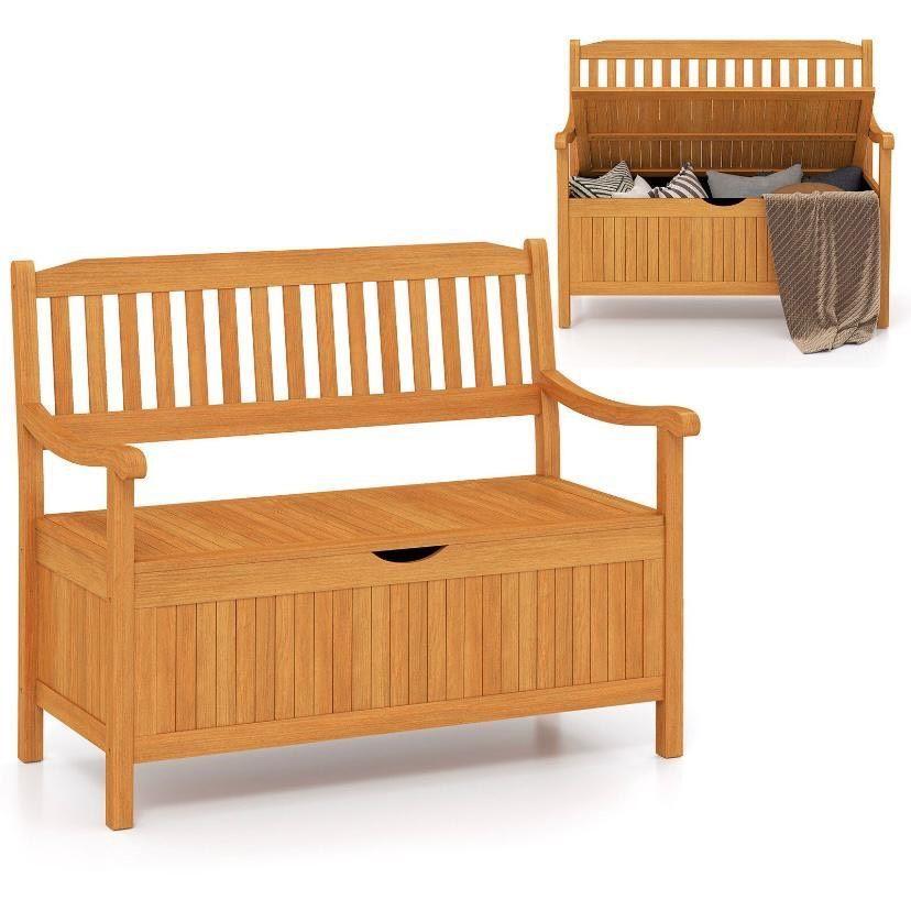 Gartenbank Holz Stauraum Akazie Sitzbank Truhe