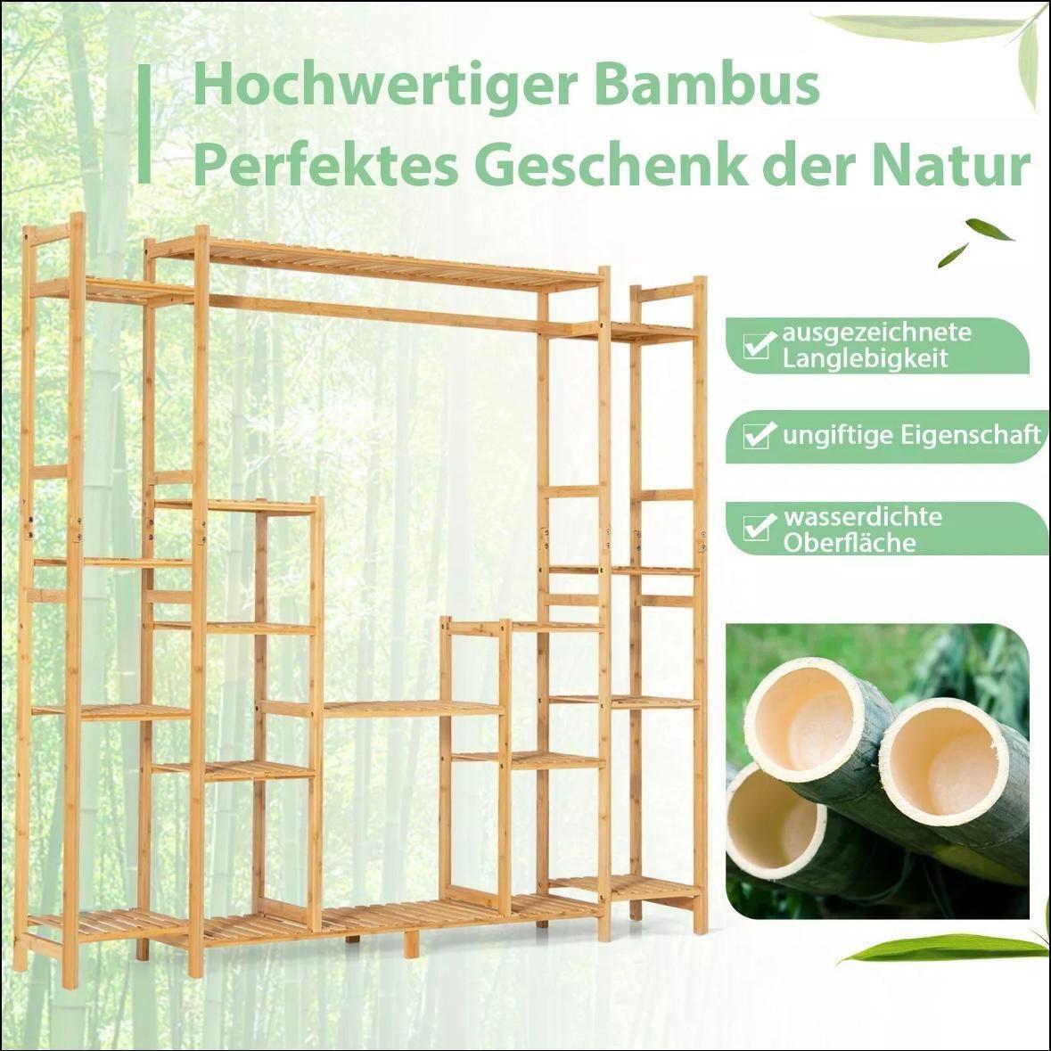 Pflanzenständer Bambus 9 Ebenen Hängeregal Pflanzenregal Indoor Outdoor