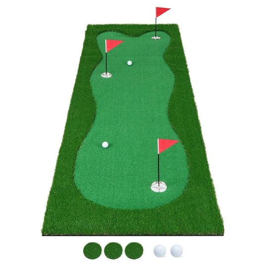 Golf Puttingmatte 300×100cm Trainingsmatte mit 3 Löchern